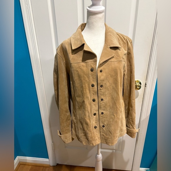 Coldwater Creek Jackets & Blazers - Coldwater Creek suede leather jacket shacket beige sz L XL